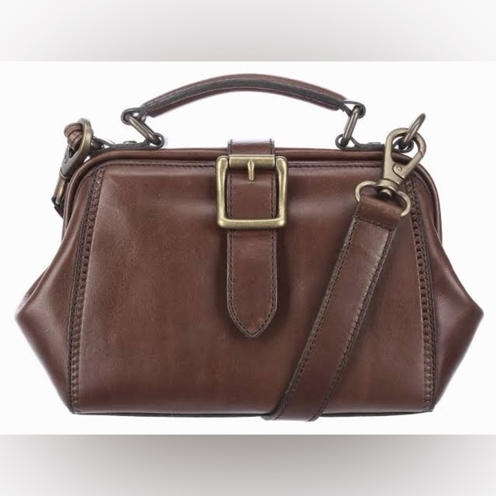 Fossil Vintage Revival Frame Satchel Brown Leather ZB5403 Doctor’s Bag CROSSBODY